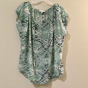 CAbi Darby Green Snake Skin Sheer Blouse #746